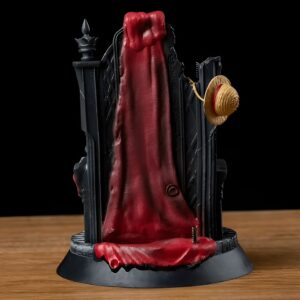 Figurine Shanks le Roux assis sur trône avec Jolly Roger Red Hair Pirates
