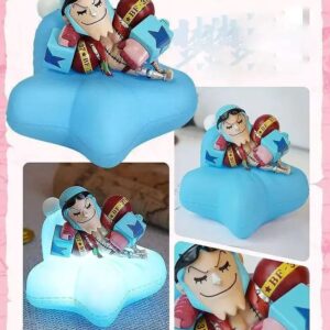 Figurine de Franky en pose détente avec coussin lumineux LED intégré, membre de l'équipage Mugiwara de One Piece