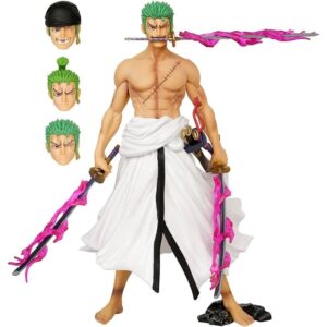 Figurine Zoro 25cm canalisant l'énergie du Haki des Rois (Conqueror's Haki) avec ses katanas