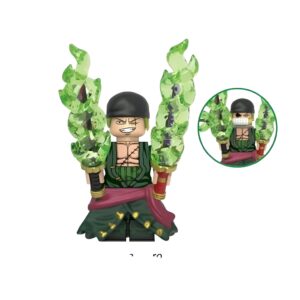 Figurine Roronoa Zoro Nitôryû en pose dynamique avec deux sabres, représentant le bretteur de l'équipage Mugiwara