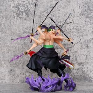 Figurine Roronoa Zoro Santoryu 30cm avec trois sabres technique de combat