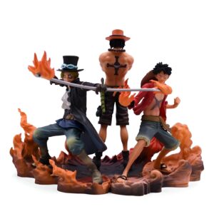 Trio de figurines One Piece 14-17cm: Luffy, Ace et Sabo réunis