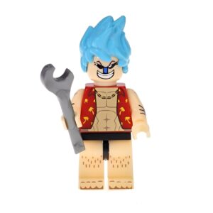 Figurine Lego Franky le cyborg charpentier avec armure métallique et pose dynamique