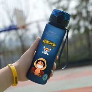 Gourde Luffy Joyeux 550 ml en verre borosilicate avec paille PP, capitaine Mugiwara One Piece