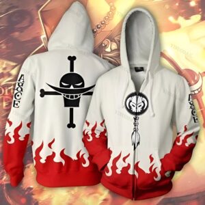 Hoodie Portgas D Ace avec flammes stylisées et impression digitale One Piece