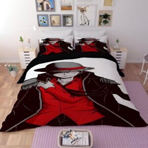 Housse de couette Luffy design rétro One Piece avec 2 taies d'oreiller