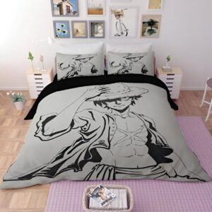 Housse de couette Luffy One Piece, design coton-polyester avec motif du Roi des Pirates