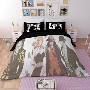Housse de couette One Piece avec Luffy, Zoro, Nami, Trafalgar Law, impression 3D, 50% coton-polyester