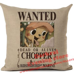 Chopper médecin One Piece avis de recherche, housse de coussin polyester 45x45cm