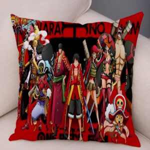 Housse coussin One Piece équipage Chapeau de Paille Mugiwara polyester 45x45
