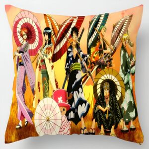 Housse coussin Équipage Luffy décoration style japonais One Piece