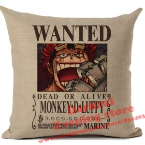 Avis de recherche de Eustass Kid One Piece, motif wanted poster sur housse de coussin polyester