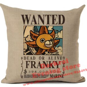 Housse de coussin Franky avec avis de recherche One Piece