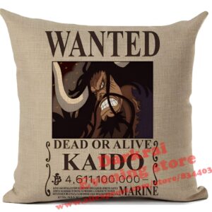 Housse de coussin 45x45cm avec avis de recherche de Kaido One Piece