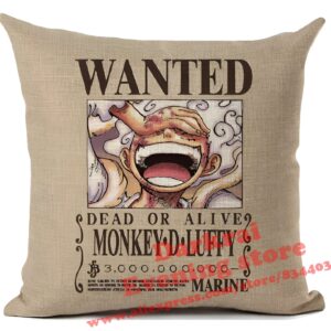 Housse coussin Luffy wanted avis recherche One Piece polyester 45x45