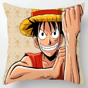 Housse de coussin Luffy Mugiwara 45x45cm design pirate aventure