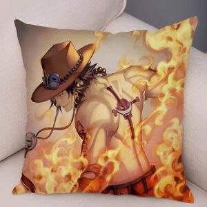 Housse coussin Portgas D Ace flammes 45x45 cm polyester One Piece