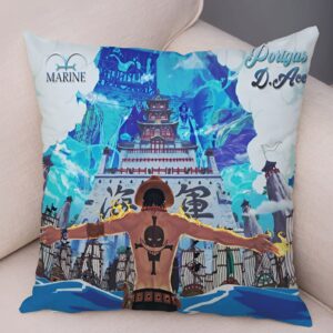 Housse coussin One Piece Portgas D Ace Marine polyester 45x45