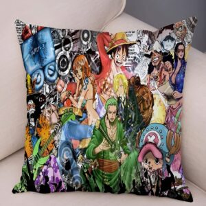 Housse de coussin One Piece avec le motif de l'équipage Mugiwara au Chapeau de Paille