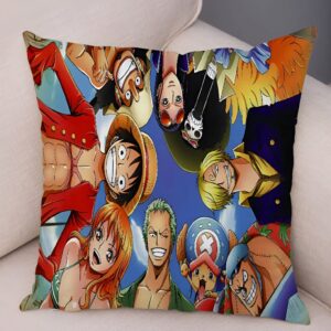 Housse coussin One Piece Luffy équipage Mugiwara polyester 45x45 cm