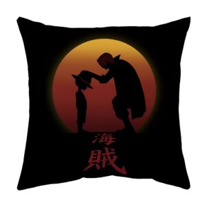 Housse de coussin 45x45cm avec scène emblématique de Luffy, impression anime polyester