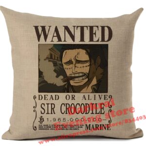 Housse de coussin 45x45 cm avis de recherche Crocodile Shichibukai, décoration One Piece polyester