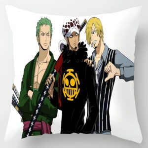 Housse de coussin One Piece avec Zoro, Sanji et Law, 45x45 cm, polyester