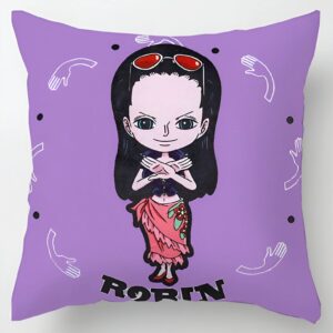 Housse coussin Nico Robin kawaii style One Piece polyester 45x45cm