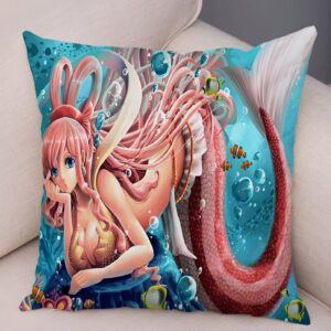 Housse coussin One Piece sirène anime polyester 45x45 cm