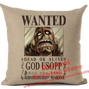 Housse de coussin 45x45 cm avec l'avis de recherche de God Usopp en polyester
