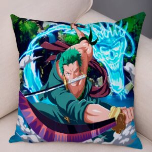 Housse coussin Roronoa Zoro coup de katana One Piece polyester 45x45 cm