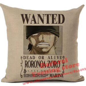 Housse coussin Zoro avis de recherche wanted One Piece polyester 45x45 cm