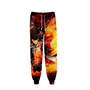 Pantalon jogging One Piece au design de Portgas D. Ace, capitaine des Whitebeard Pirates