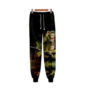 Pantalon jogging gris Zoro Chasseur de Pirates, vêtement confortable One Piece pour fans
