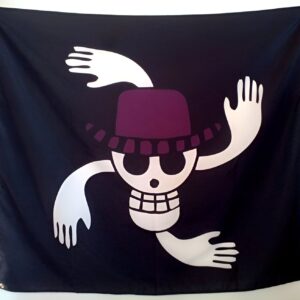 Drapeau pirate Nico Robin avec Jolly Roger distinctif de l'archéologue des Mugiwara