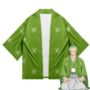 Kimono Zoro Wano Kuni vert en coton, tailles XXS à 4XL