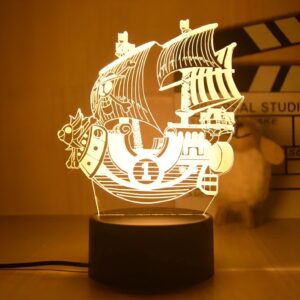 Lampe veilleuse 3D LED 18 cm en silhouette de bateau pirate One Piece