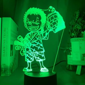 Lampe LED Zoro acrylique gravée 7 couleurs RGB One Piece