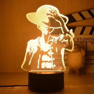 Lampe 3D Monkey D Luffy capitaine Mugiwara veilleuse 18 cm One Piece