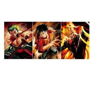 Lot 3 posters Monster Trio Luffy Zoro Sanji design anime One Piece