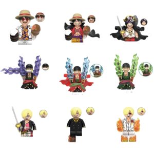 Lot 9 figurines Luffy Zoro Sanji One Piece trio Mugiwara Pirates Chapeau Paille