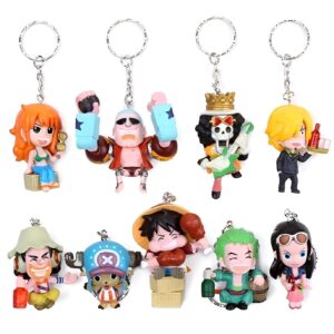 Set de figurines porte-clés équipage Mugiwara One Piece Luffy Zoro Nami Sanji Chopper Robin Franky Brook Usopp
