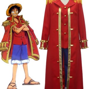 Manteau cosplay Luffy rouge finitions dorées