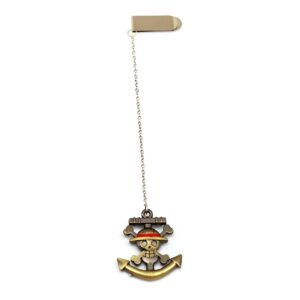 Marque-page en métal avec Jolly Roger ancre - symbole de l'équipage Mugiwara One Piece