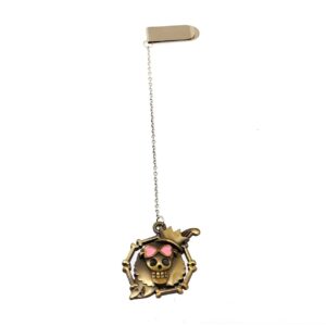 Marque-page en alliage de zinc avec le Jolly Roger distinctif de Brook, musicien des Mugiwara One Piece