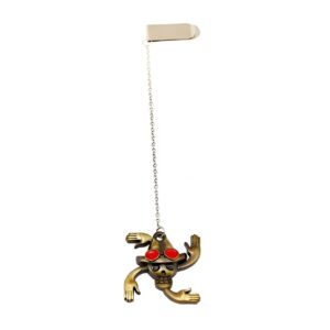 Marque-page en métal arborant le Jolly Roger distinctif de Portgas D. Ace One Piece