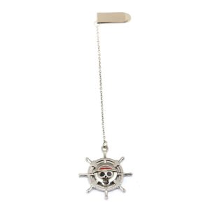 Marque-page métal avec design Jolly Roger pirate volant, accessoire One Piece