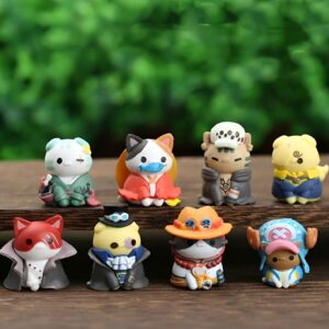 Lot 8 mini figurines chats PVC 3.5 cm Mugiwara One Piece