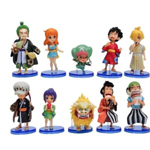 Collection 10 mini figurines Chibi One Piece arc Wano PVC 8 cm