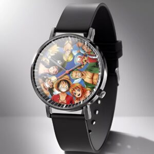 Montre One Piece équipage Mugiwara complet avec bracelet vegan simili cuir